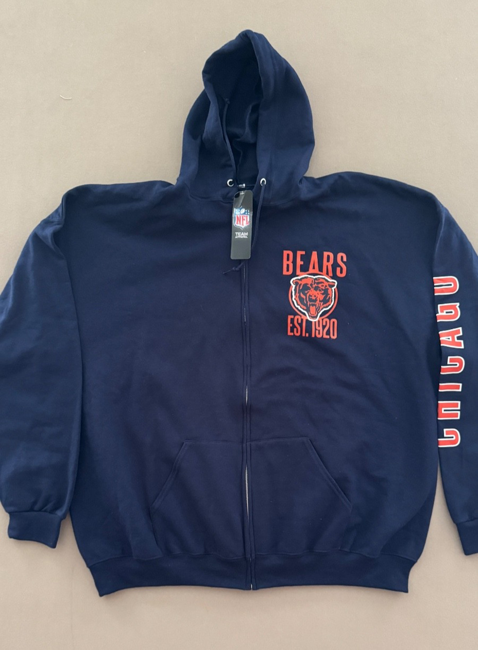 Official NFL Team Hooded Zip Front Sweatshirt - Chicago Bears, 3X